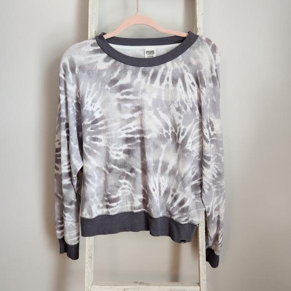 Victoria's Secret PINK Large gray tie dye mesh long sleeve top - Picture 1 of 5